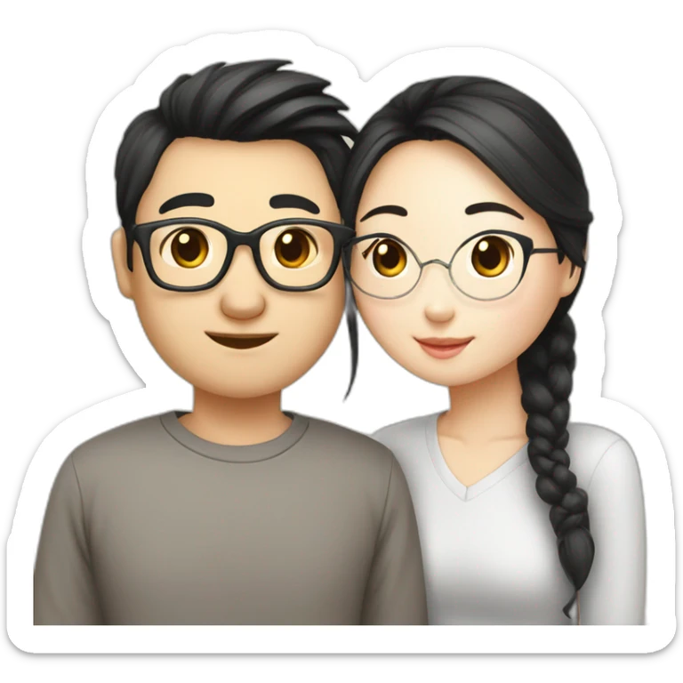 I Chinese couple love each other all Chinese couple wear glasses too sticker