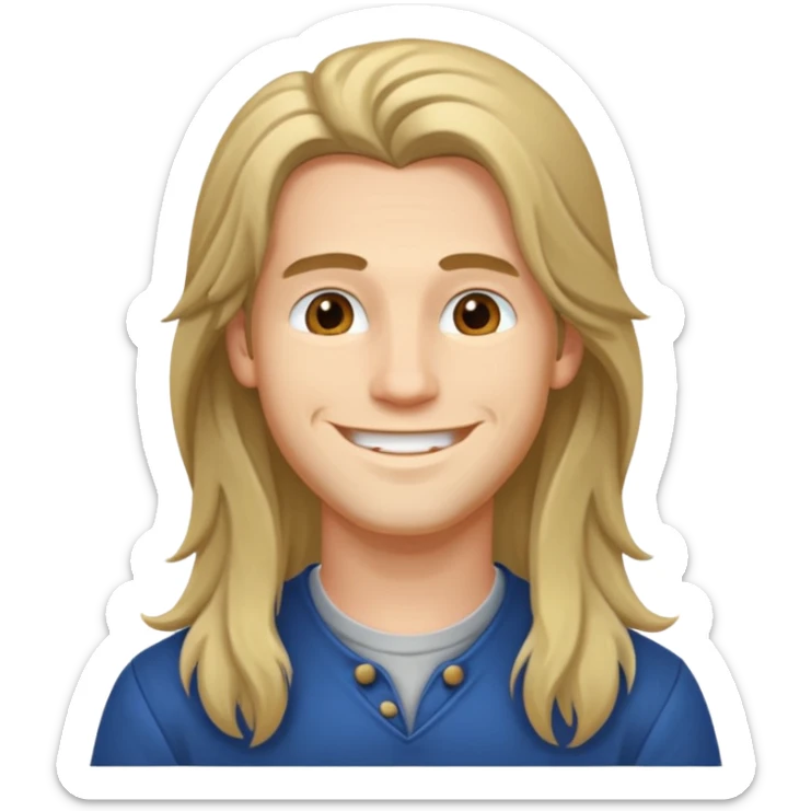 homme jeune cheveux long avec le sourire style européen sticker