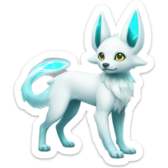 Shiny White Angelic Electric Albino Umbreon. cyan eyes and cyan markings. Golden Anubis-rings. full body sticker