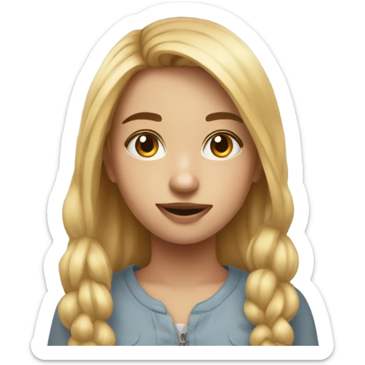 realistic portrait of girl use the same picture but make it more emoji like sticker