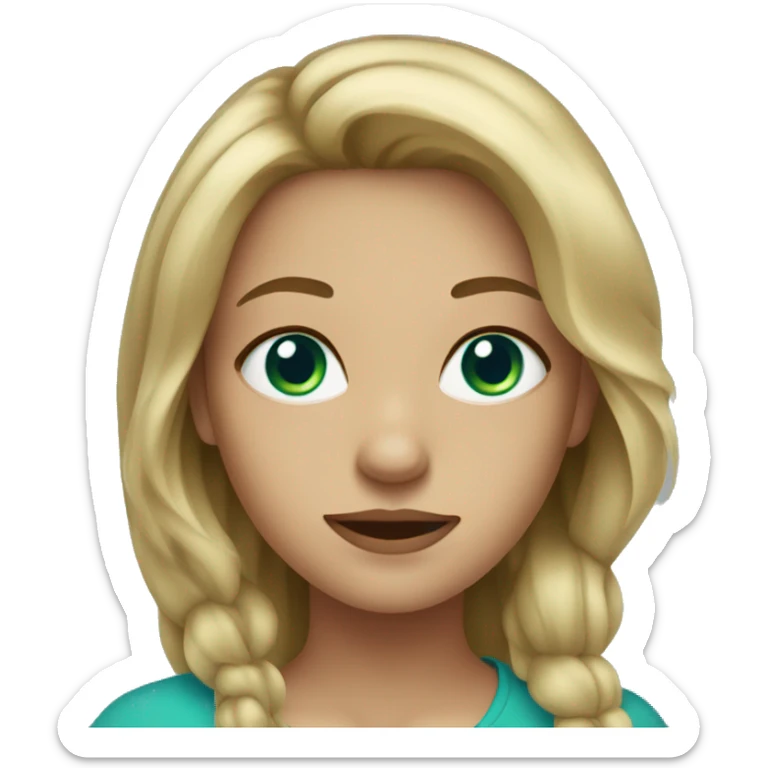 Girl with dirty blonde hair with greenish blue eyes sticker