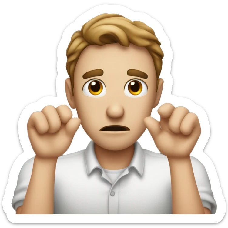 a person with weary eyes and darkspots in eyes very tired and stressed in his hand picture sticker