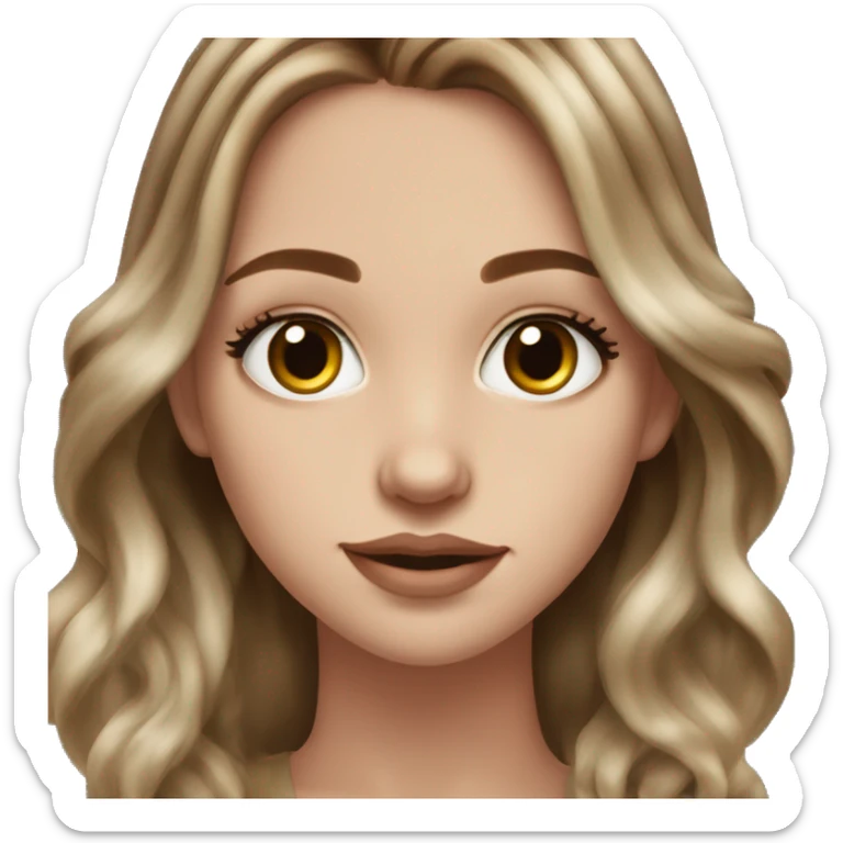 white girl with brunnette hair and a balayage with hazel eyes and a nose piercing sticker