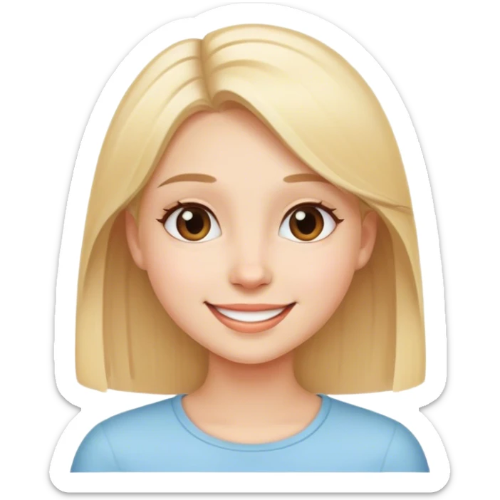 painter girl with straight blonde hair and, very cheerful  sticker