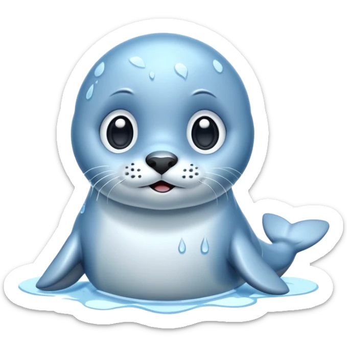 cute seal character, icy vibe, shiny wet look, 3D cartoon, mobile game icon style, clean background, no text, no watermark


 sticker