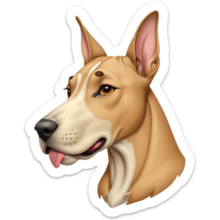 Cinematic Cute Yawning Fawn Great Dane Portrait Emoji, Head tilted slightly with a dramatic, wide-open yawn, revealing a smooth fawn coat with a refined texture, floppy ears slightly drooping, round amber eyes barely open in drowsy contentment, Simplified yet irresistibly adorable features, highly detailed, glowing with a soft, cozy glow, high shine, relaxed yet expressive, stylized with a touch of whimsy, bright and endearing, soft glowing outline, capturing the essence of a sleepy yet affectionate guardian, so drowsy it feels like it could stretch out of the screen and curl up for a nap! sticker