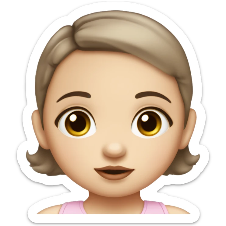 White little brown-eyed baby girl with dark hair and plump lips sticker