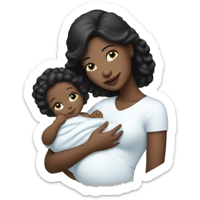 mom holding newborn baby girl with blue eyes white skin black hair and white skin newborn white girl sticker
