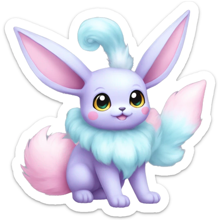 Kawaii Pastel Cotton-Candy-Colored Eeveelution-Cute-Bunny-Pokémon-fusion full body sticker