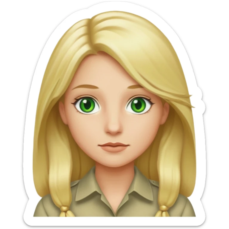 Clever girl with long blonde hair and green eyes  sticker