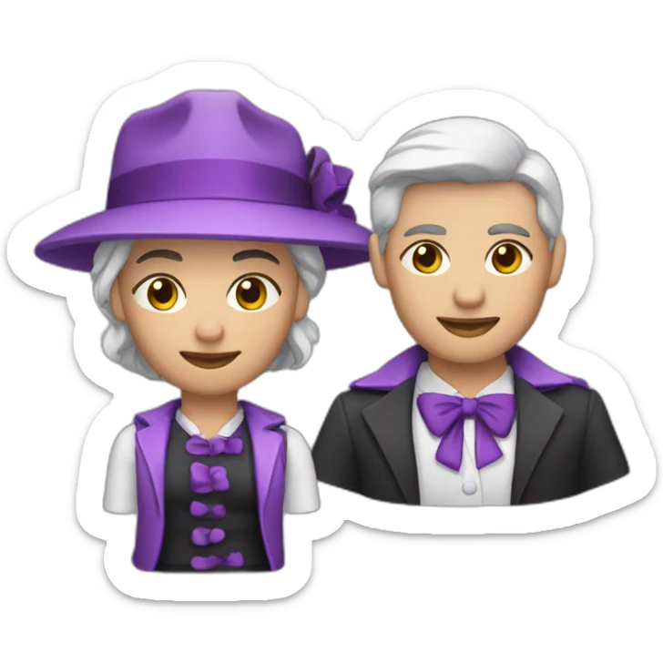 personaje profesional con tonalidades entre rosa y violeta y detalles en negro sticker