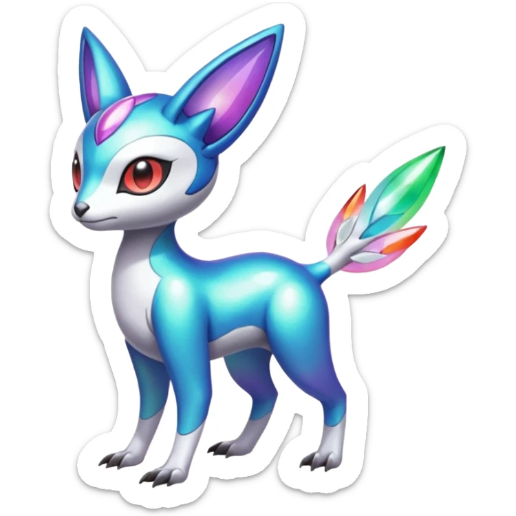 Shiny Colorful Vernid-Trico-Meloetta-Latias-Koraidon-Peppercat-Protogen-Pokémon-Digimon-Fakémon-fusion-hybrid-creature sticker