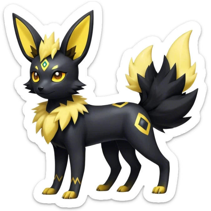 Shiny Cool Umbreon-Jolteon-Fakemon-hybrid-fusion- full body sticker