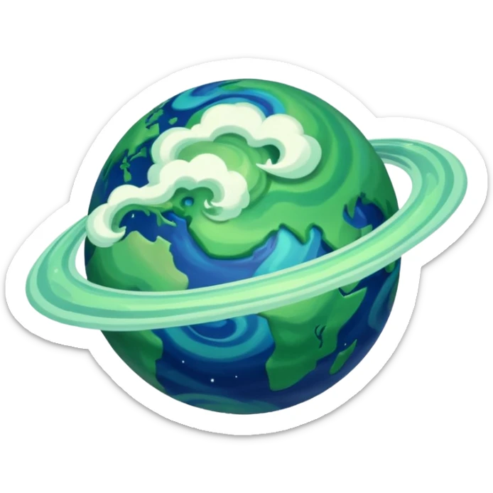 A planet as seen from space, similar to that of Arus from the cartoon Voltron. sticker