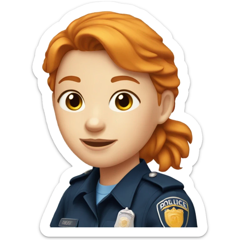 face of ginger girl police officer teen cute blue uniform   sticker