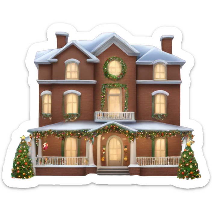 mansion decorated with fancy Christmas lights and lots of Fancy decorations sticker