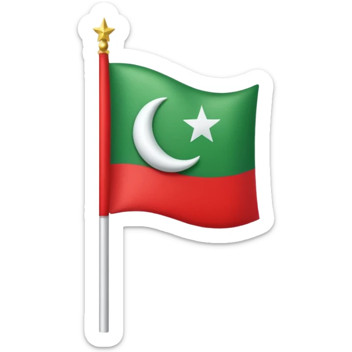 Small pti party red and green color flag with moon and star make one for chat sticker