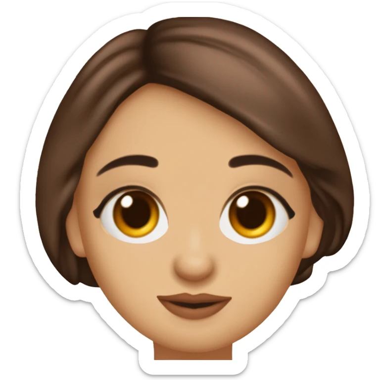 Tez morena clara, cabello lacio café de arriba y rubio de abajo cara redonda cejas poco pobladas ojos pequeños con delineado de gato labios pintados rojo clarito  sticker