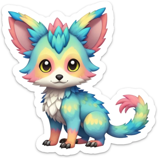  Colorful Kawaii Trico FurSona Fakemon Full Body sticker