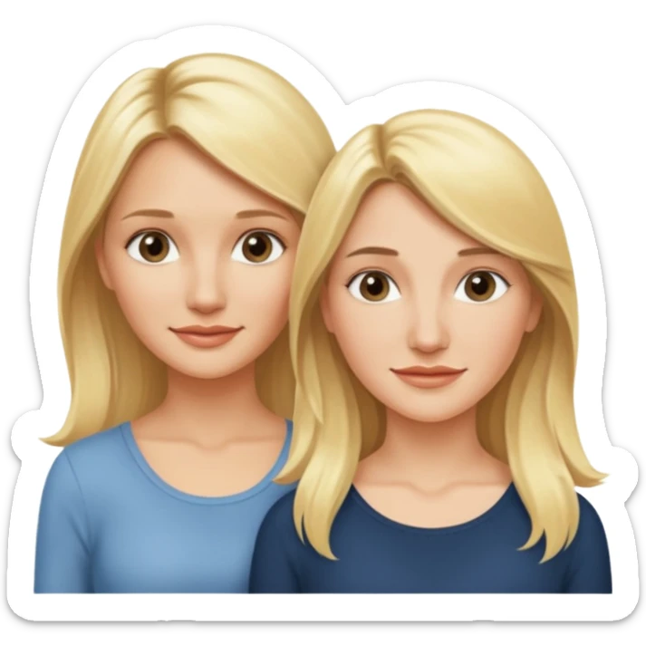 i want an emoji with 2 longue hair blonde girls like the movie "the holiday" They are not touching each other. One is Cameron Diaz, the tother Kate Winslet. sticker