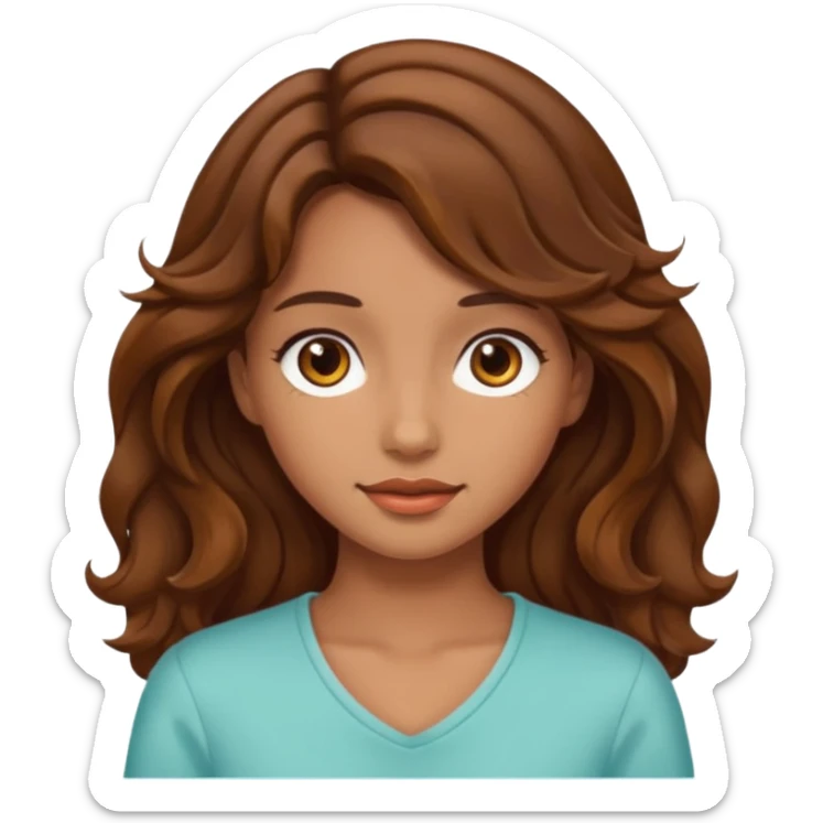 A pretty girl with tan skin and brown wavy hair sticker