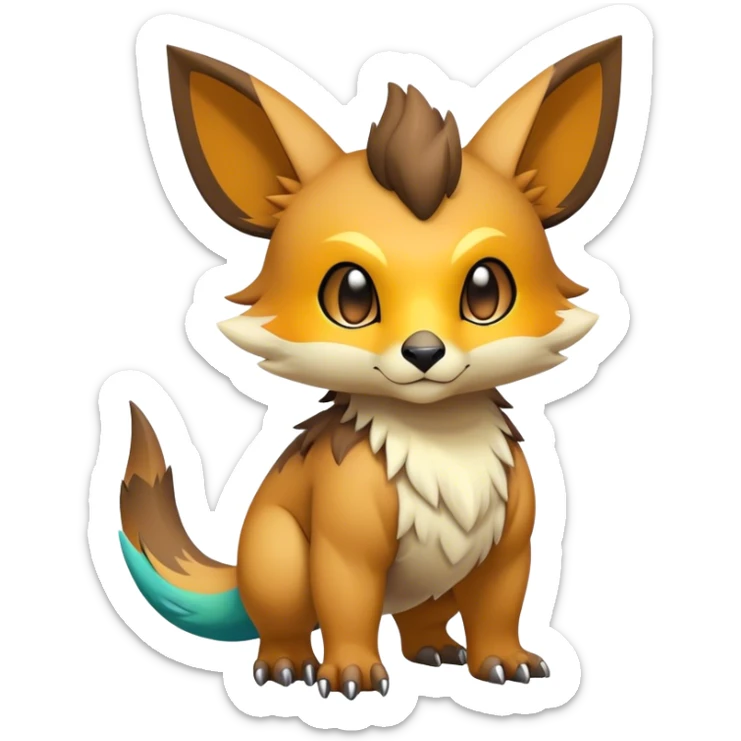 Cute cool colorful fantasy animal hybrid Fakemon full body sticker