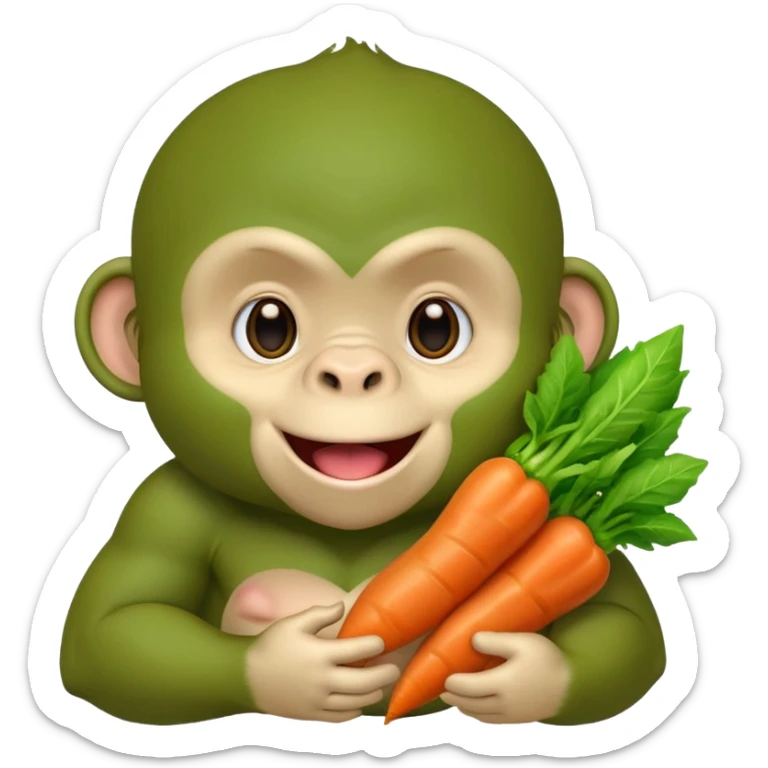 A green gorilla that loves vegetables and is part of a kindergarten named banban's kindergarten sticker