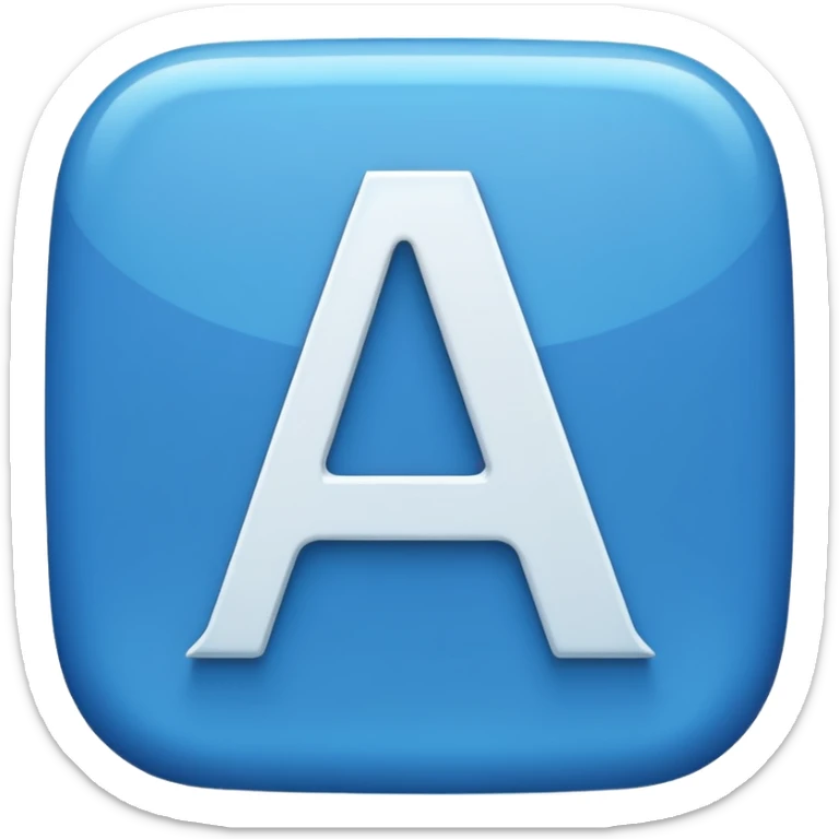 The image is a blue icon with the letter "A" in the center. The letter is in a bold, sans-serif font and is slightly tilted to the right. Below the letter, there is a smaller text that reads "10.9". The background is white and the icon is simple and minimalistic. sticker
