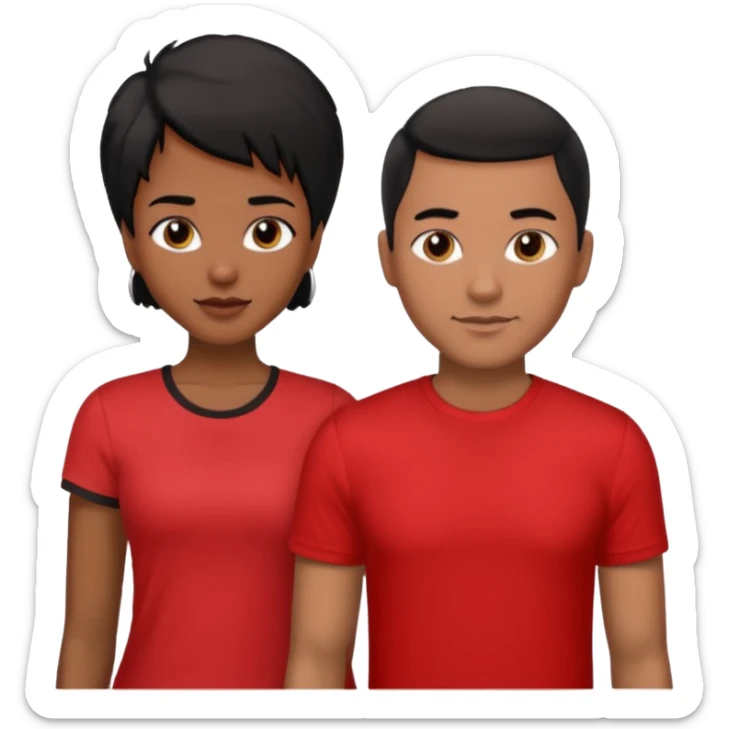 Black lesbian couple with one masculine with short haircut with a t shirt and one feminine with long hair in a blouse sticker