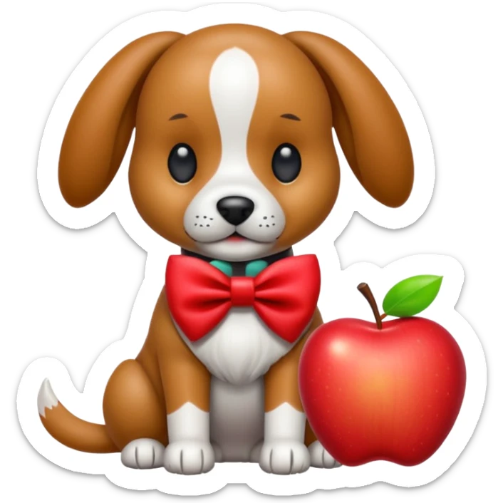 animatronic dog with red bow time like fnaf but dog emoji apple sticker