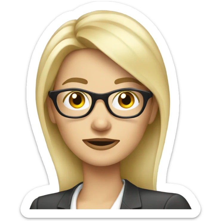 Beautiful blonde pale businesswoman wearing glasses talking on her cell phone sticker