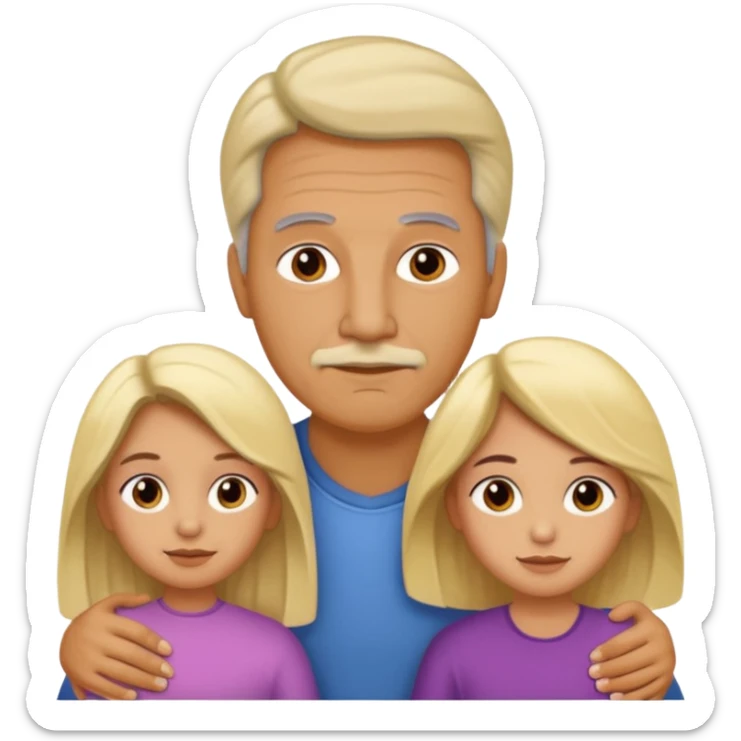 Papá CALVO moreno, hija rizada con pelo largo  y mamá rubia con pelo lacio  pero que NO se abracen sticker