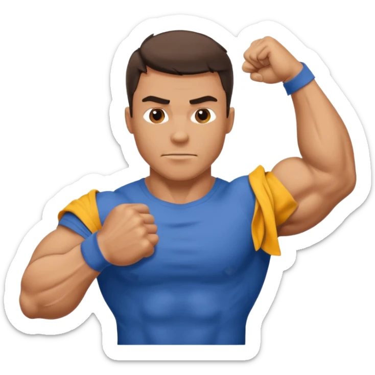 Muskelman der seinen Bizeps anspannt und das der t-shirt Ärmel auf reißt  sticker