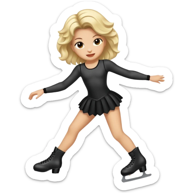una patinadora con pelo negro largo y ondulado en las puntas con un mallot muy bonito patinando sticker