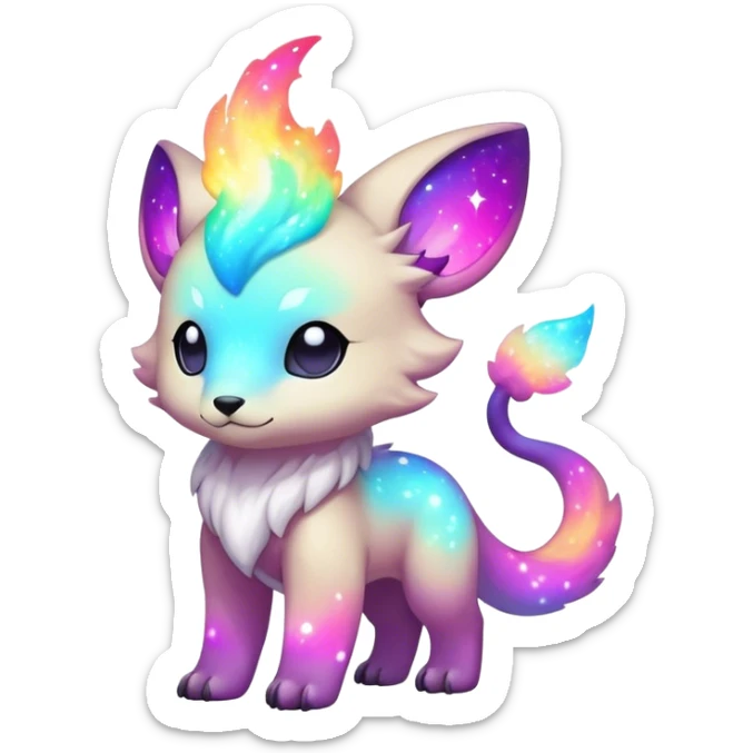 Cute cool colorful nebula fantasy animal hybrid Fakemon full body sticker