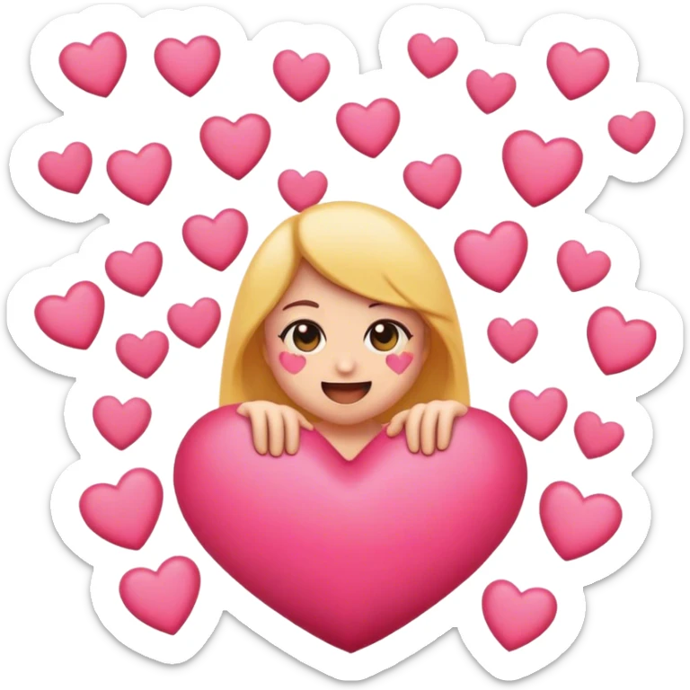 Emojis babeando corazones rosados  sticker