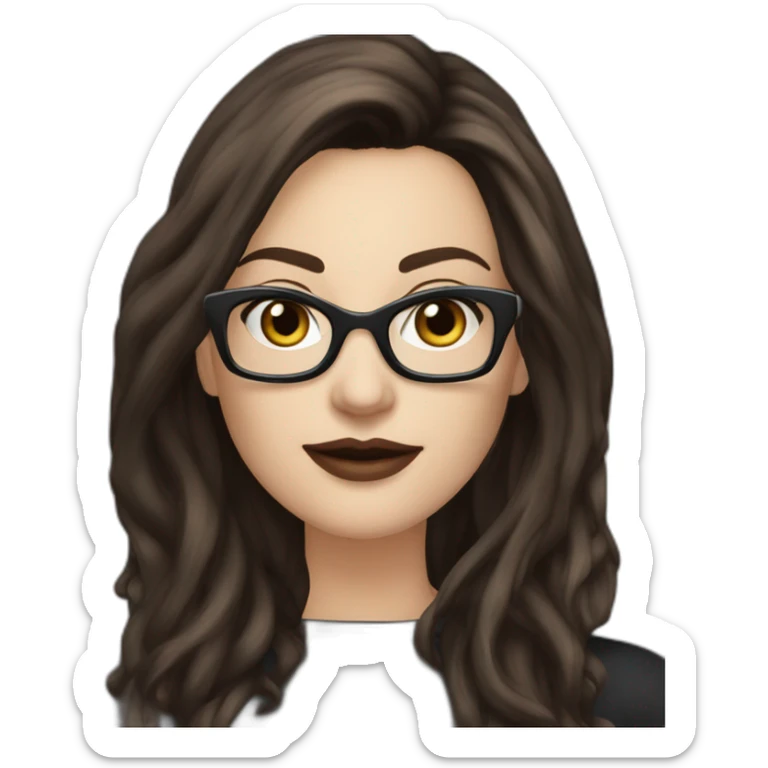Sexy-Caucasian-Mum-woman-goth-long-brown-hair-dark-brown-eyes-standing-wearing-glasses-plus-size-upturned-nose sticker