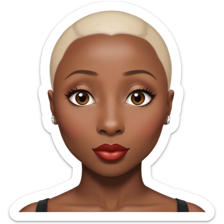 Cynthia erivo Alluring black woman wide nose bald head big glossy lips sticker