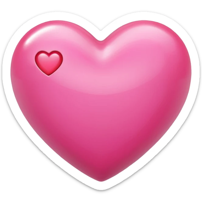 Apple-style 3D emoji of a shiny pink  heart, smooth and glossy surface, simple and elegant design, no background. sticker
