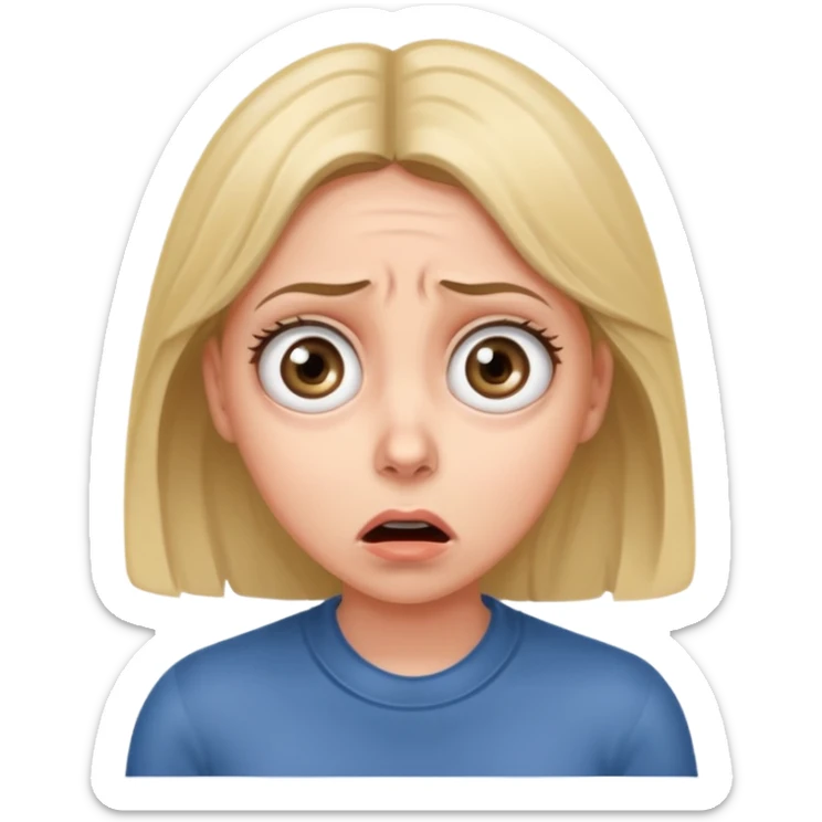 A realistic waist-up portrait of a frightened woman sticker