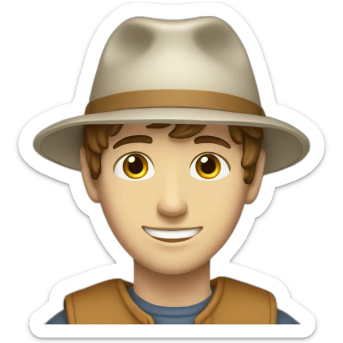 white-male-teenager-brown-hair-eyes-smile-hat sticker