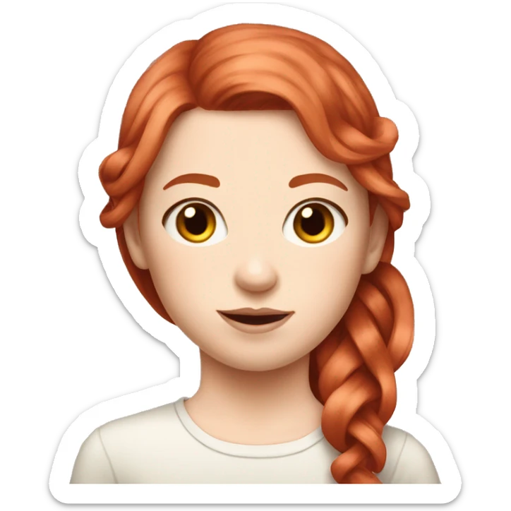 Red-haired girl with ribbon in hair with pale skin sticker