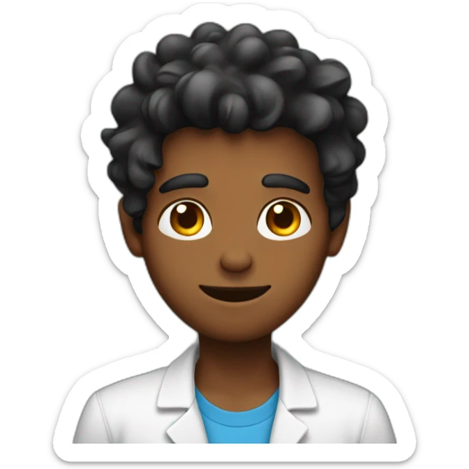 chemistry boy with black combed to the right hair and his instumants on his hand sticker