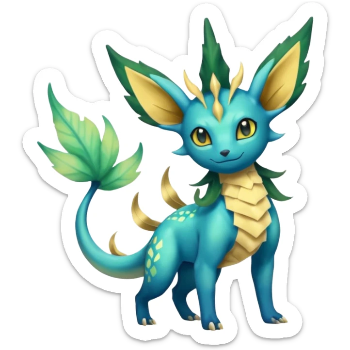 Salandit-Leafeon-Vaporeon-hybrid-fusion (full body) sticker
