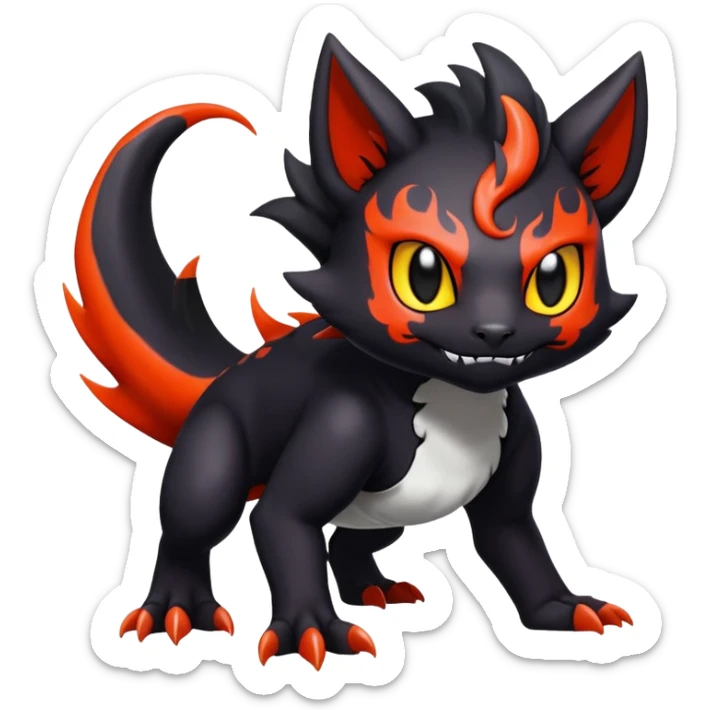 Salandit-Noibat-Litten-Hybrid with a white skull-face (Full body) sticker