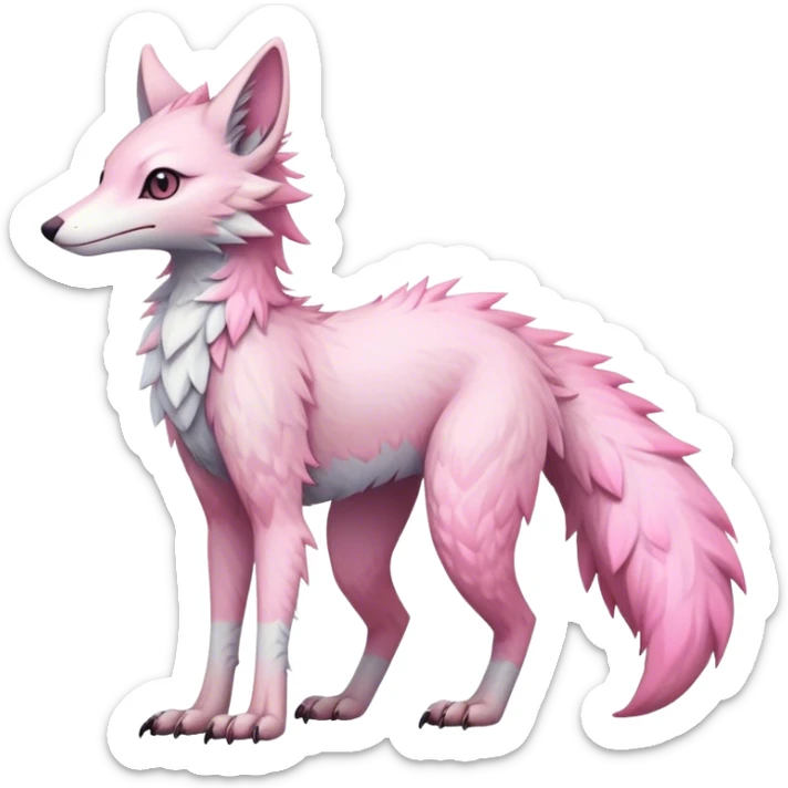 Feral Rare Fantasy cute pastel pink Vernid-Sergal-Trico-species by LiLaiRa, markings, full body, 4 legs sticker