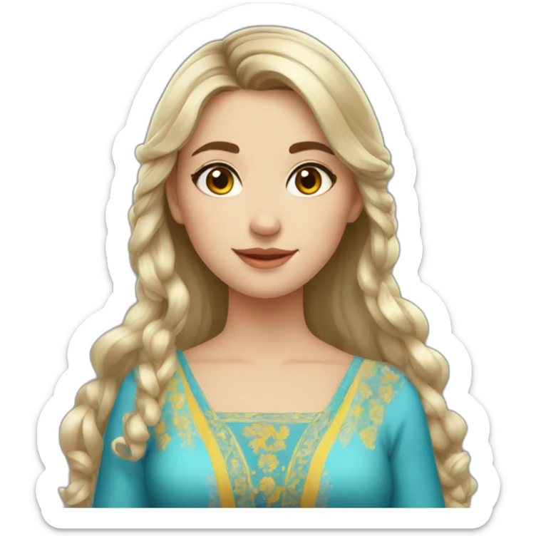 Beautiful ukrainian girl with middle hair wearing middle dress sticker