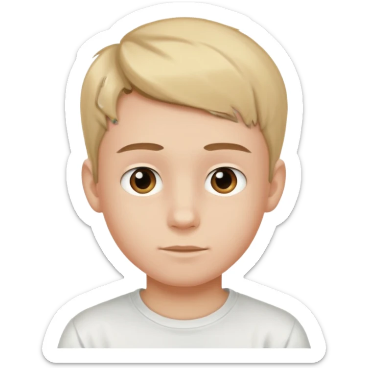 Crea un emoji a mezzo busto come ti ho già chiesto però di un ragazzo sulla 20ina ma che sembri più giovane, vestito da ragazzo sticker