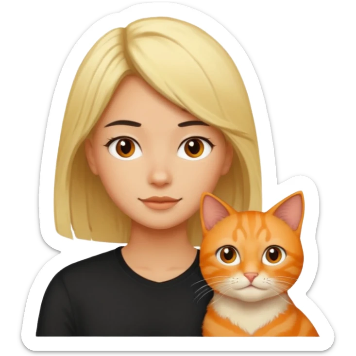 blond-hair-girl-and-black-hair-man-and-orange-cat sticker