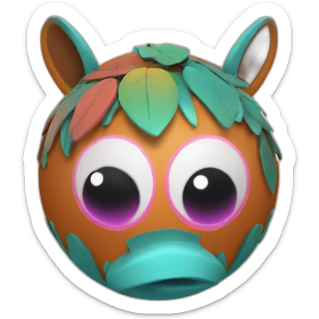 3d sphere with a cartoon colorful terracotta Mule skin texture with feminine eyes sticker